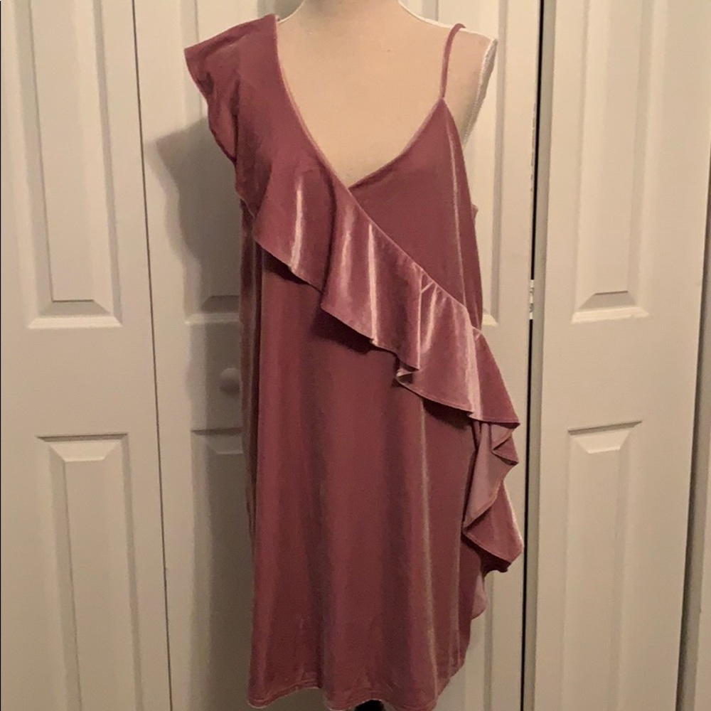 Blush velvet ruffle Dress